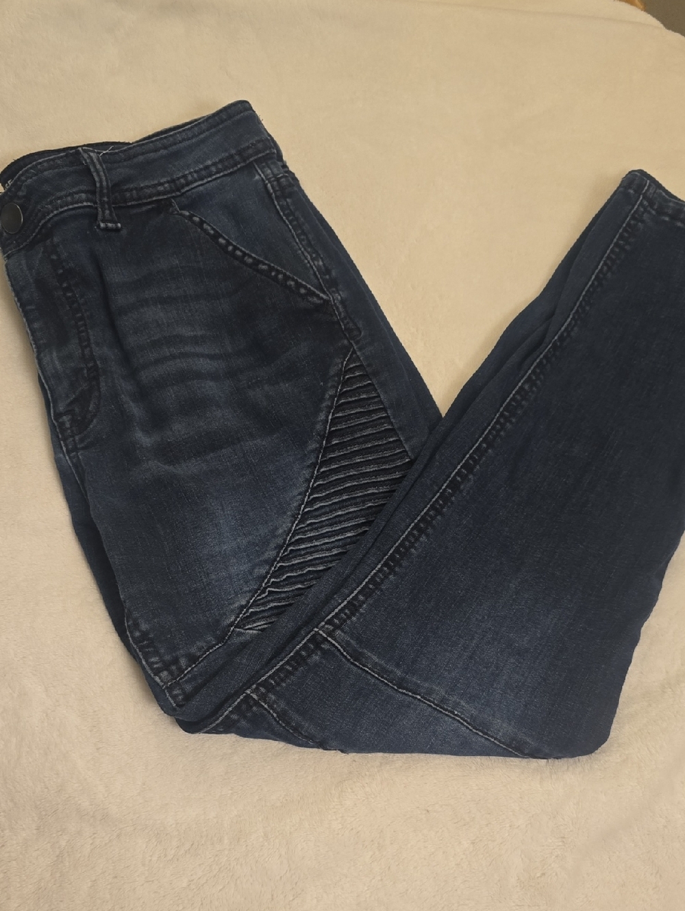 Women’s Dark Blue Stretch Moto Jeans